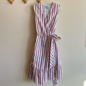 Draper James Striped Wrap Dress Tank White Cotton Size 0